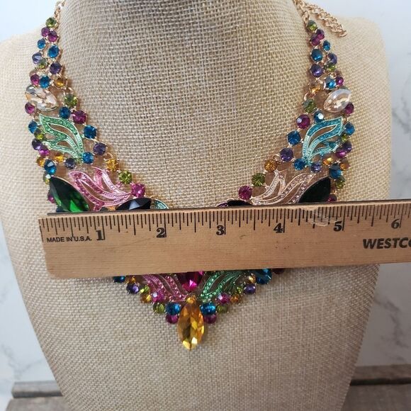 STATEMENT Necklace Ring Bracelet Earrings Set Dramatic Costume Jewelry Prom - Picture 10 of 12